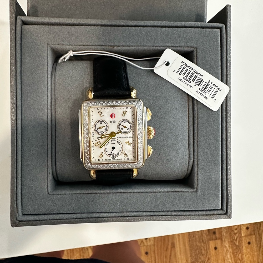 Michele Gold and Black Chronograph Watch